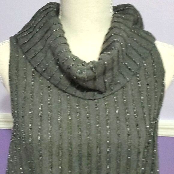 Spense Charcoal Shimmery Metallic Textured Cowl Neck Mini Dress Evening Party - Picture 2 of 10